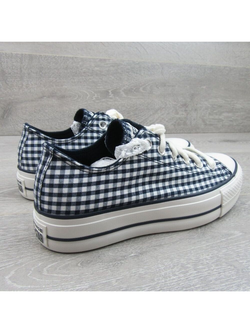Converse CTAS Lift Platform Gingham Womens Size 8 Obsidian White NEW - Picture 8 of 16